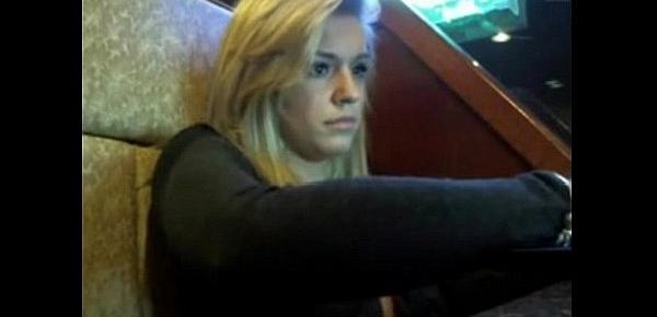  Hot Blonde Public flashing in a bar